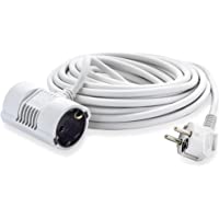 MutecPower 5 metros Cable Alargador de Corriente Electrico de 2 vías 2 Tomas de Corriente - Enchufe Schuko en ángulo de…